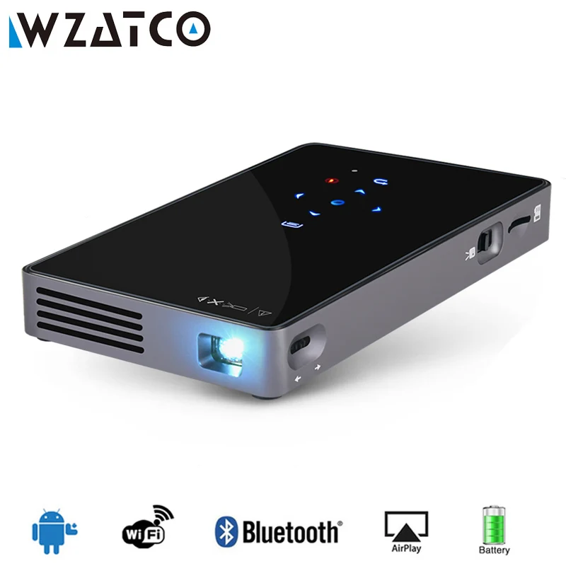 Мини-проектор WZATCO CT50, портативный лазерный DLP проектор с Wi-Fi, Bluetooth, для домашнего кинотеатра