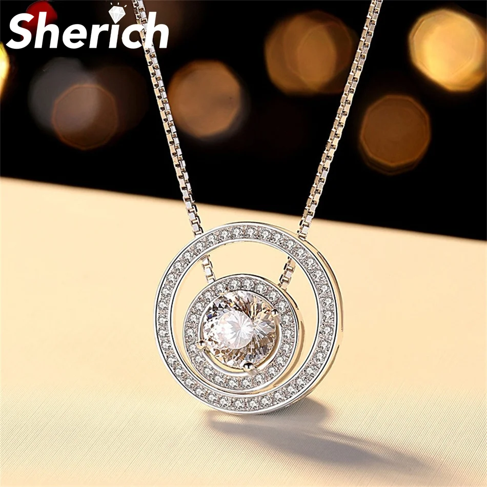 

Sherich Round Hollow 1 Carat Moissanite 100% 925 Sterling Silver Premium Versatile Fashion Pendant Necklace Women's Fine Jewelry