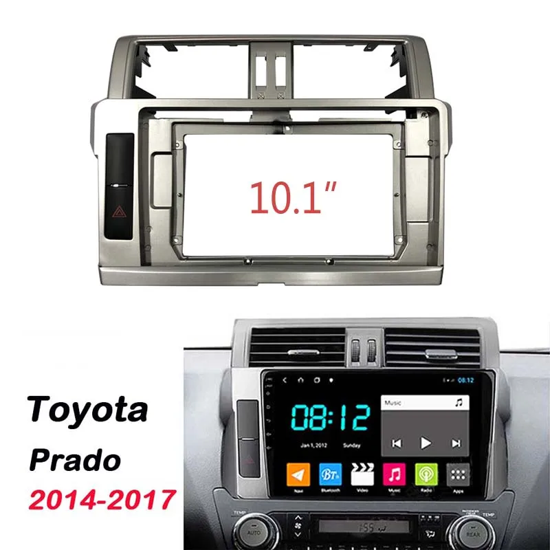 

2 Din 10.1 Inch Car Radio Installation DVD GPS Mp5 Plastic Fascia Panel Frame for Toyota Prado 2014~2017 Dash Mount Kit