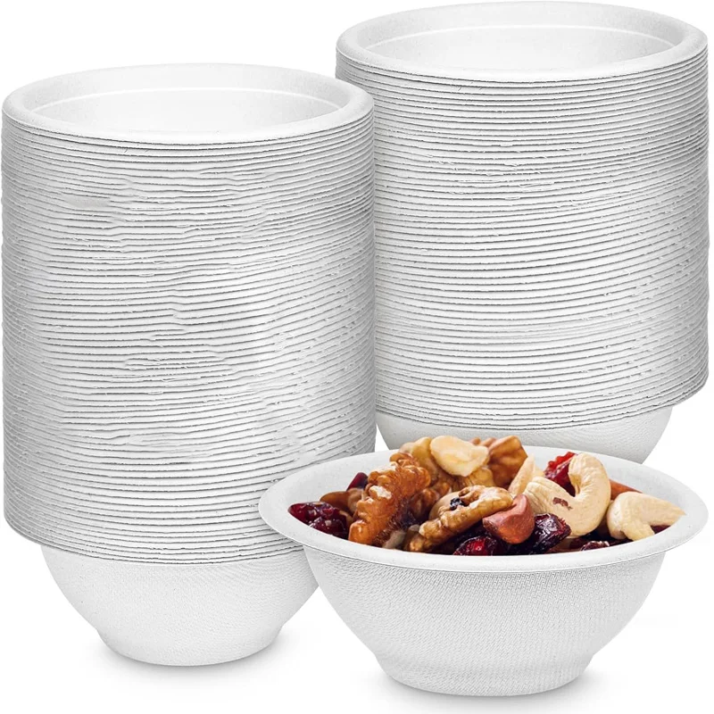 50 Pcs 13x10cm Sugarcane Pulp Bowls, Biodegradable Disposable Soup Noodle Bowls, Eco-Friendly Tableware 4
