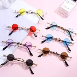 Small Round Sunglasses for Women Men Ultra Metal Frame Hip Hop Punk Sun Glasses Candy Color Sunglasses Ins Fashion Shades