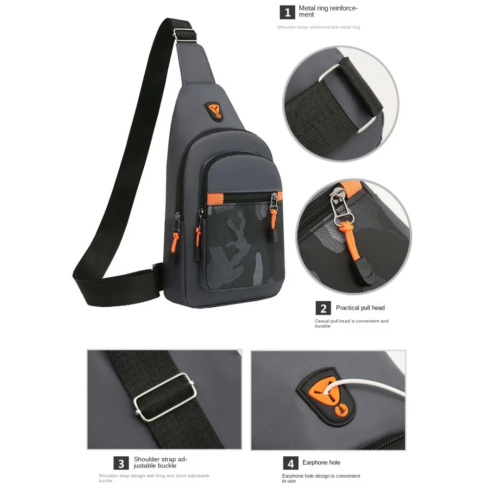 Oxford Tuch Männer Brusttasche Schwarz Grau Blau Große Kapazität Taille Tasche Schulter Tasche Sport Brust Tasche Unisex Outdoor Umhängetasche – Detail 4