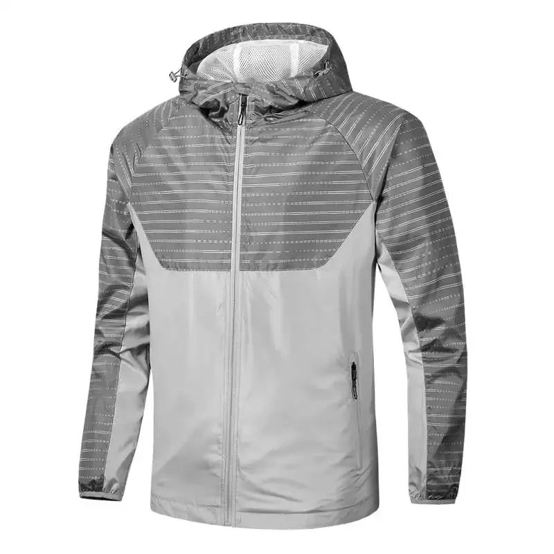 Camping Windbreaker Men's 2024 Autumn Outdoor Loose Hooded Sports Windproof Running Jacket Casual Stitching Tactical Jacket