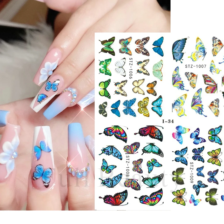 Kalolary 12 Sheets Butterfly Nail Art Stickers Decals, 3D Self-Adhesive Nail  Decals Butterfly Designs Nails Supplies Butterfly Stickers for DIY Colorful  Laser Butterflies Nails Manicure Decor - Walmart.com