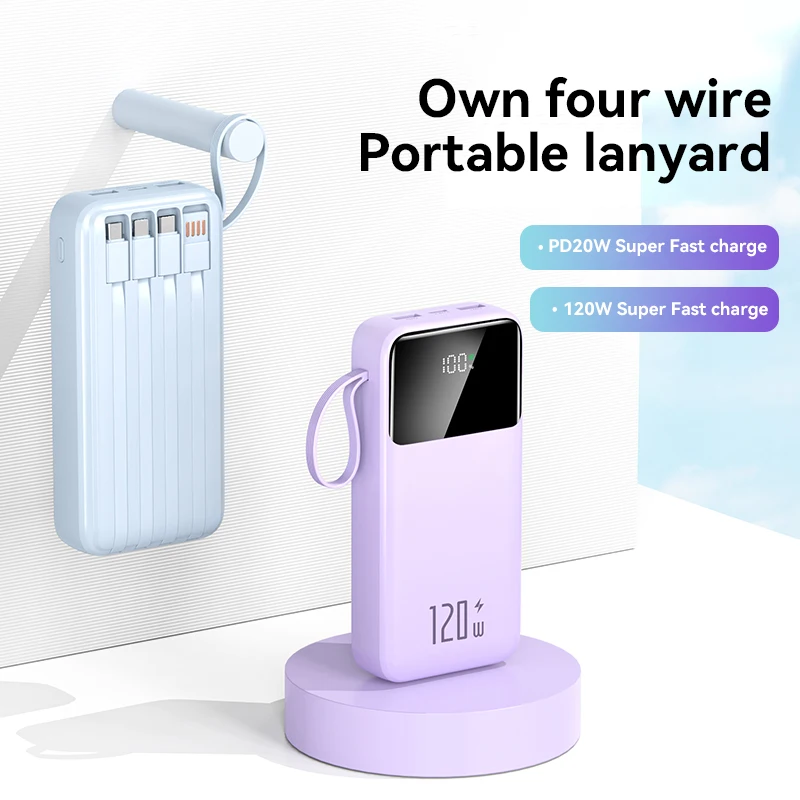 Xiaomi Hot 50000mAh 120W Power Bank Super Fast Charging Powerbank Portable Mobile Power With 4 Wire for iPhone Samsung HUAWEI 3