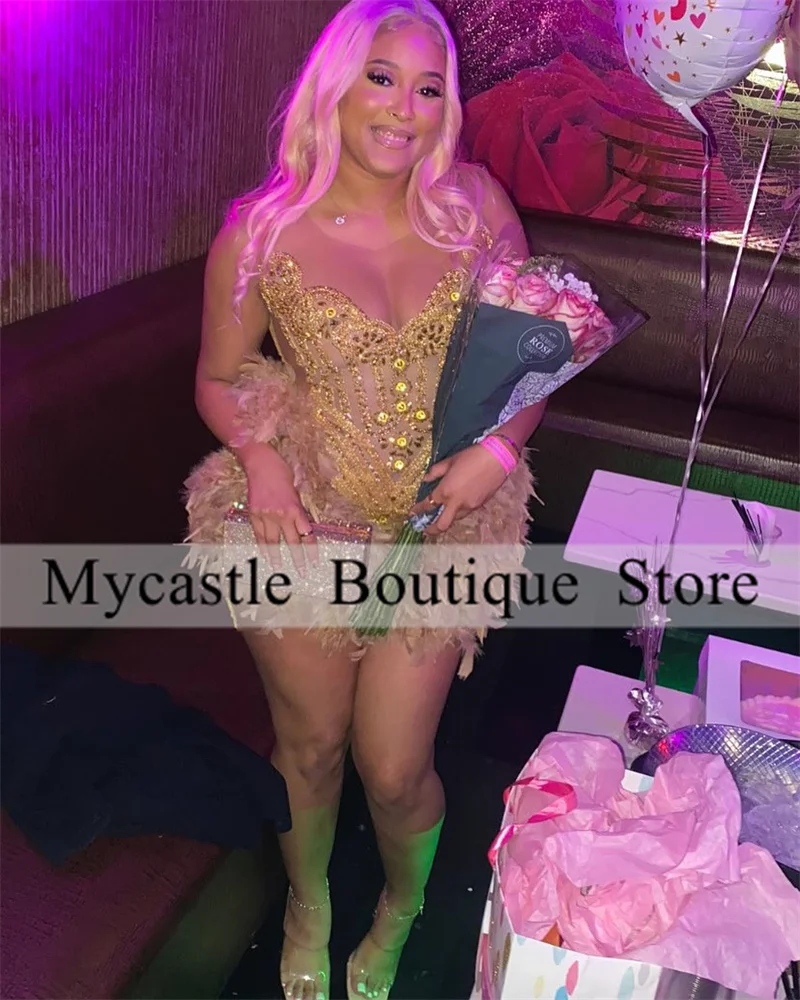 Pink Mermaid Prom Dress for Women 2024 Sparkly Black Girl Birthday Party Gown