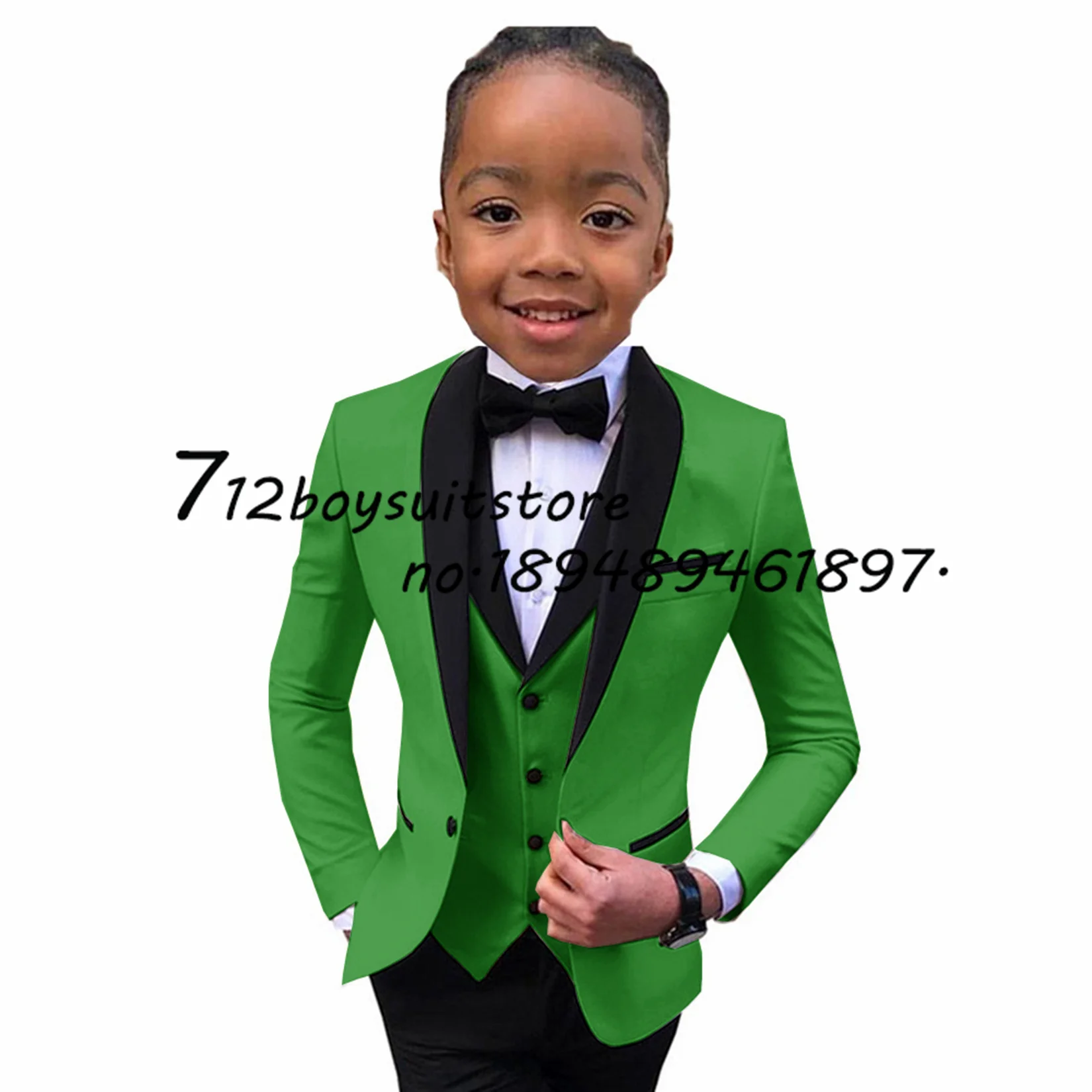 Wedding Boys Suit 3 Piece Jacket Pants Vest Formal Business Tuxedo Kids Blazer Set Shawl Collar Clothes