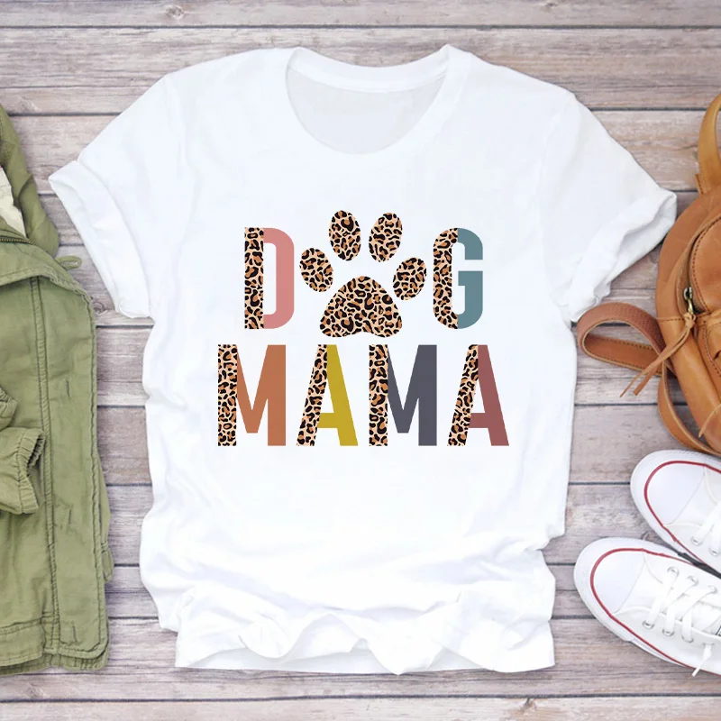 

Leopard Dog MAMA Women T-Shirt Print Short Sleeve Lady T shirt Clothing Casual Cartoon Tees Fashion Oversized TShirt Female Tops