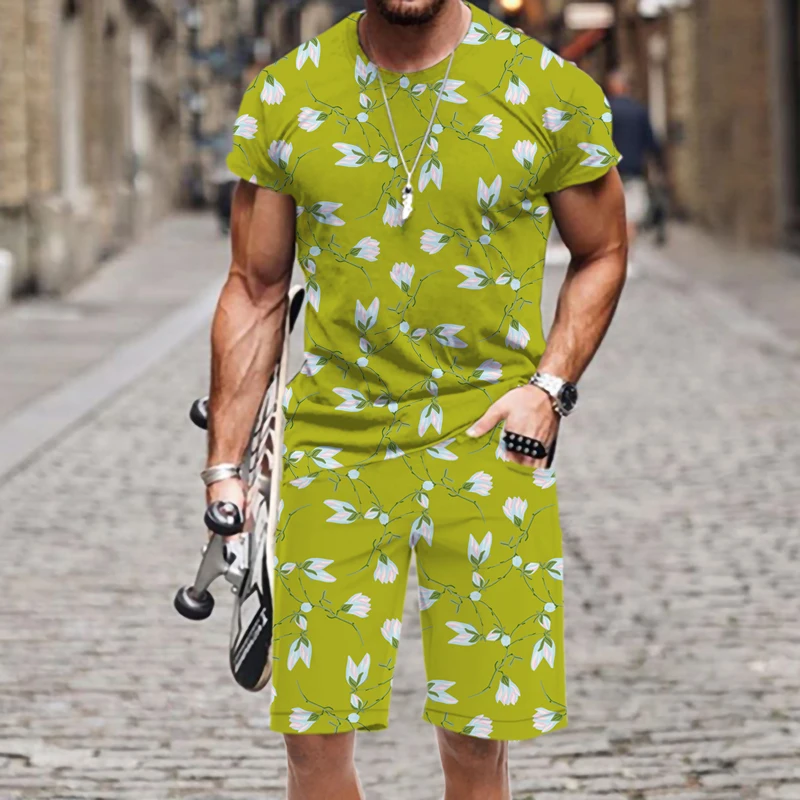 

Men's T-shirt Shorts Set Fashion Hot Short Sleeve Funny Summer Outfit Sportswear 2022 New Tracksuit Casual Beach O Neck Luxury