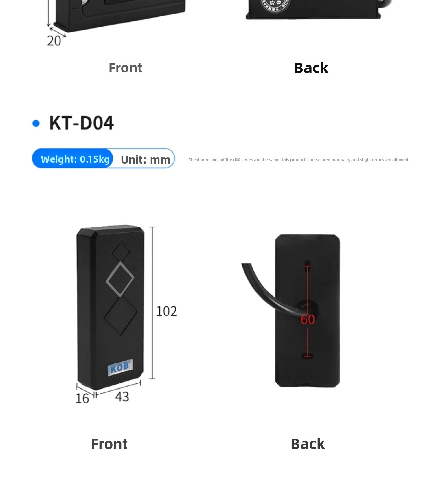 access control reader IDIC card reader WG26 waterproof adhesive WG34
