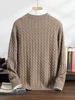 100% Cashmere Sweater Men's Round Neck Knitted Pullover Casual Loose Twist Flower Top Autumn and Winter New Thick Men's Clothing 2