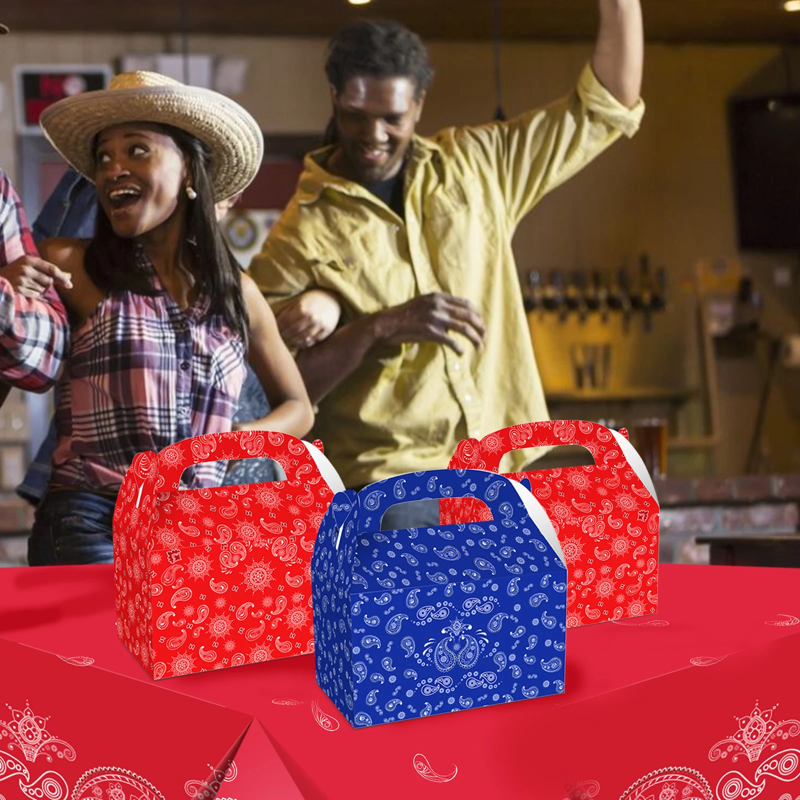 

DD073 4Pcs Spring Paisley Cashew Flower Carnival Party Portable Favor Packing Gift Boxes Birthday Baby Shower Party Decorations