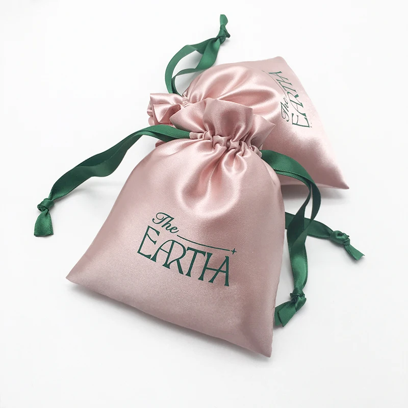 500Pack Custom Logo Small Satin Drawstring Gift Packaging Bags Wholesale For Wigs  Hair Extensions