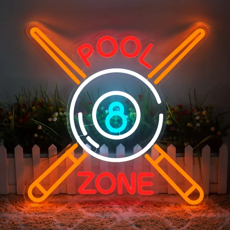 

Pool Zone Signboards LED Neon Light Sign Acrylic Neon Sign USB For Snooker Billiards Room Gaming Room Bar Club Wall Art Decor