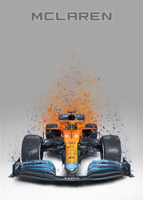 2022 F1 Formula 1 Race Car Poster Wall Art Mclaren Splatter Paint Racing Car Collection Canvas Painting Prints Room Home Decor 