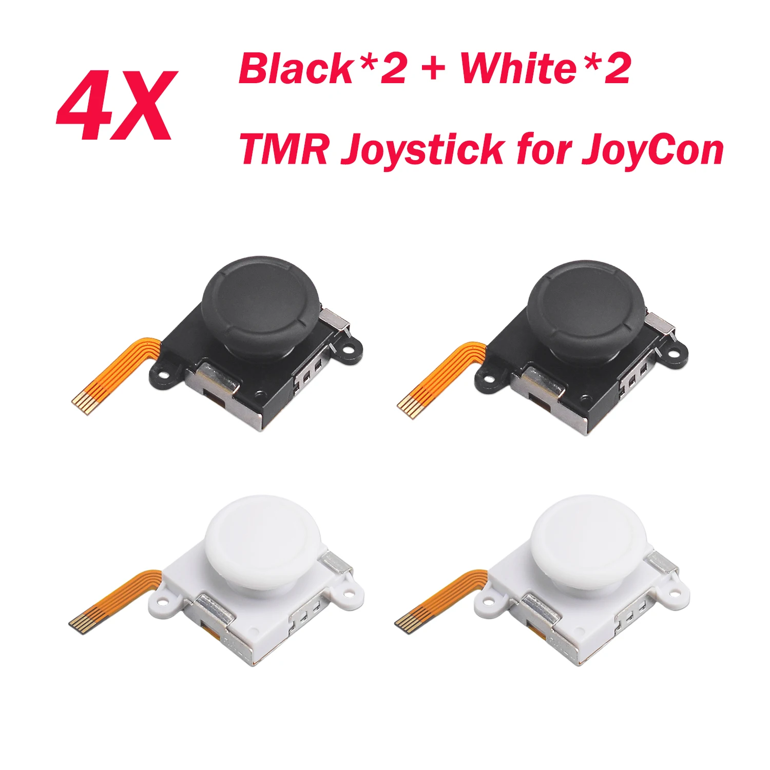 K-SILVER Electromagnetic Joystick Replacement - 3D Analog White ThumbStick for Gaming Controllers (2/4/10 Pack)
