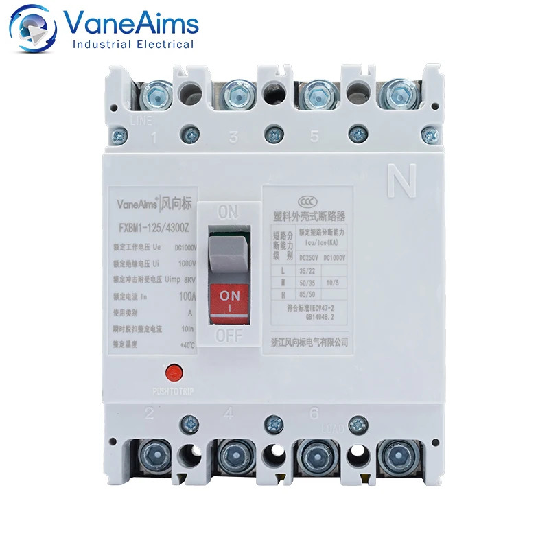 

4P DC1000V Moulded Case Circuit Breaker Solar DC MCCB Photovoltaic Overload Protection Switch PV High Current Protector VaneAims