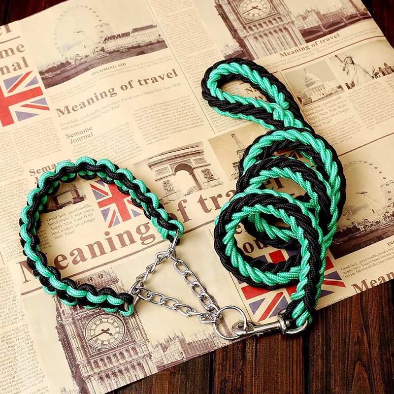 18 Colors Durable Nylon Braided Dog Collar And Leash Set Reflective Walking Training Leash Lead For Pet Training Running Walking 