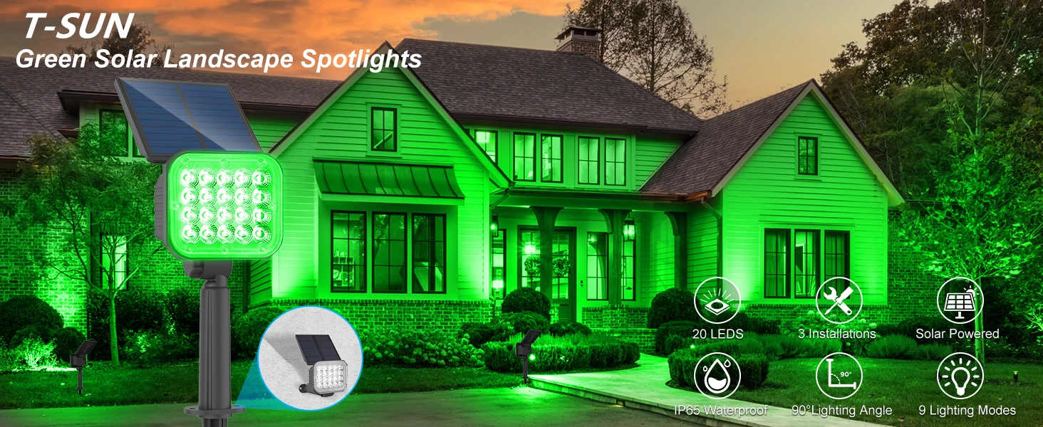 Description Picture 2 of item2PCS Solar Garden Light Outdoor IP65 Waterproof Landscape Lawn Spotlight Decoration 49LEDS Green Wall Lamp for Pathway