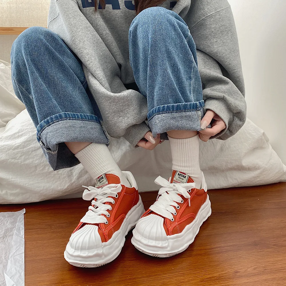 

Brand Fashion Thick-soled Women Shoes2022 Spring/summer New Fashion Allmatch Student Canvas Shoes Trendy Casual Running Sneakers