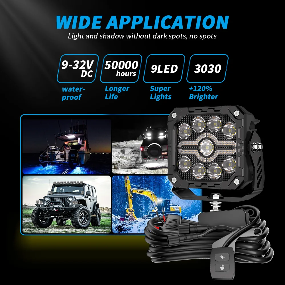 4Inch Auxiliary Auto Fog Light Work Fog Light Long Range Led Light Bar for Moto
