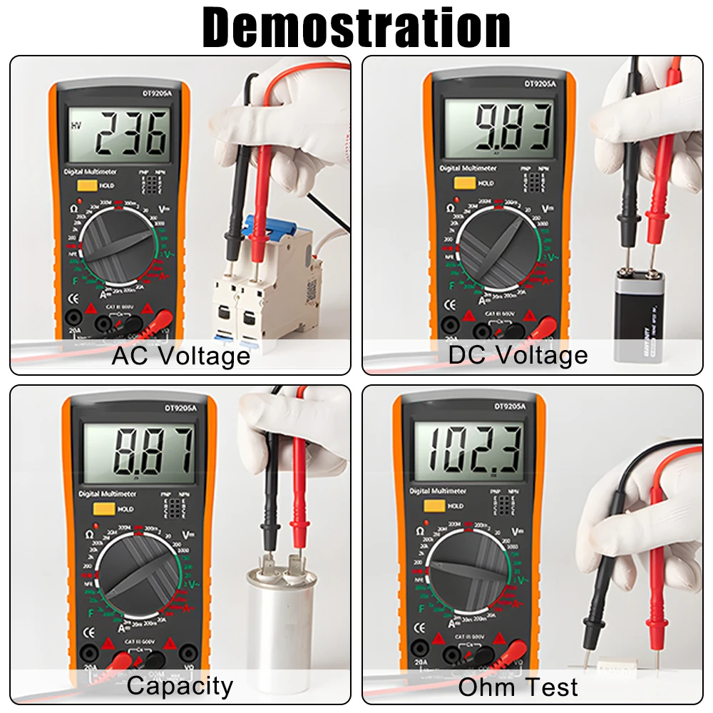 Professional Tester Multimeter DC Multimeter AC With Bazzer Measure Tool HFE Diode Voltage Current Resistance Capacitance 5