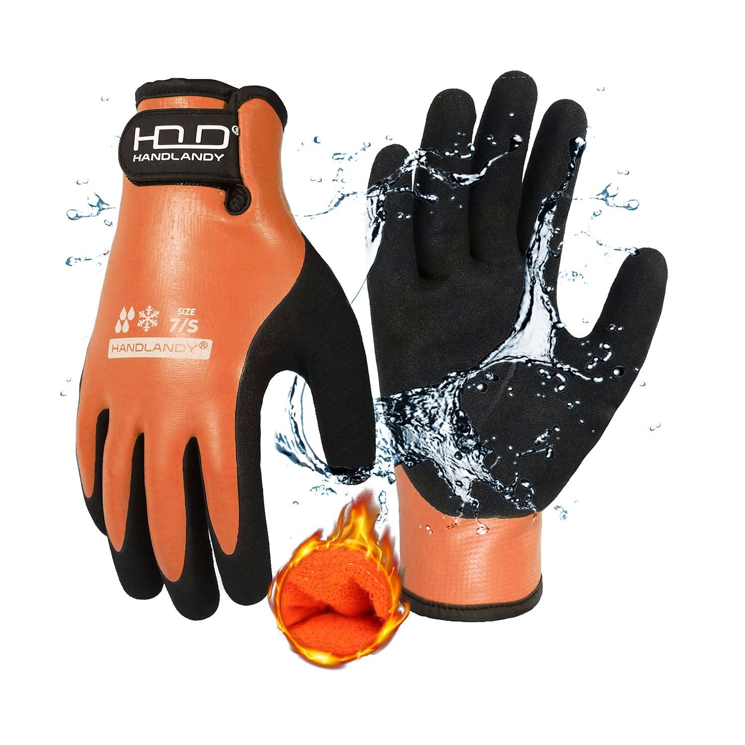 HANDLANDY Waterproof Work Gloves for Cold Weather fully submerged rubber warm lining winter outdoor work gloves