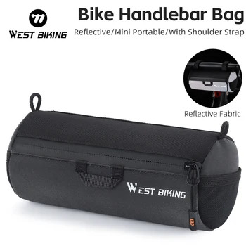WEST BIKING Borsa da manubrio per bicicletta Mini borsa anteriore per bici da 1L Borsa da ciclismo riflettente per bici da strada MTB portatile Accessorio per bici