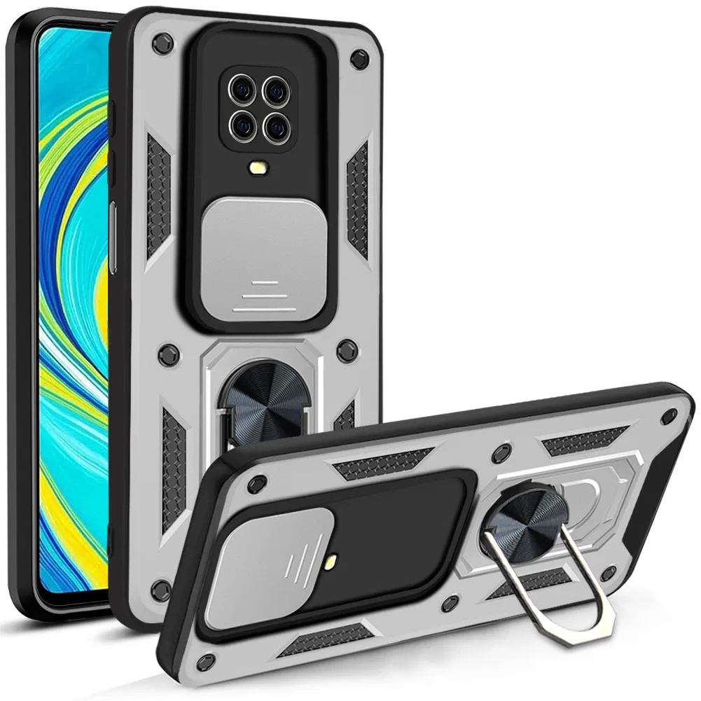 Slide Camera Lens Protective Case for Xiaomi Redmi Note 9 Pro 9T 9S Note9 Car Holder Magnetic Armor Shockproof Bumper Case Cover 5
