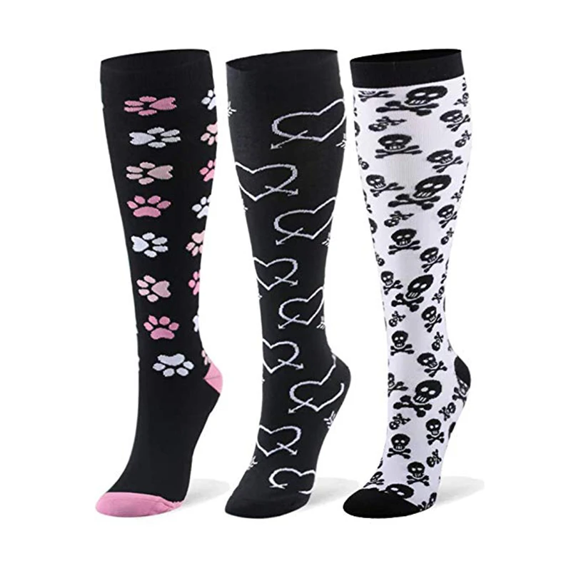 Sports Compression Socks Fun Pattern Halloween Balloon Stripe Shin Guards Elastic Outdoor Running Basketball Rugby Riding Socks