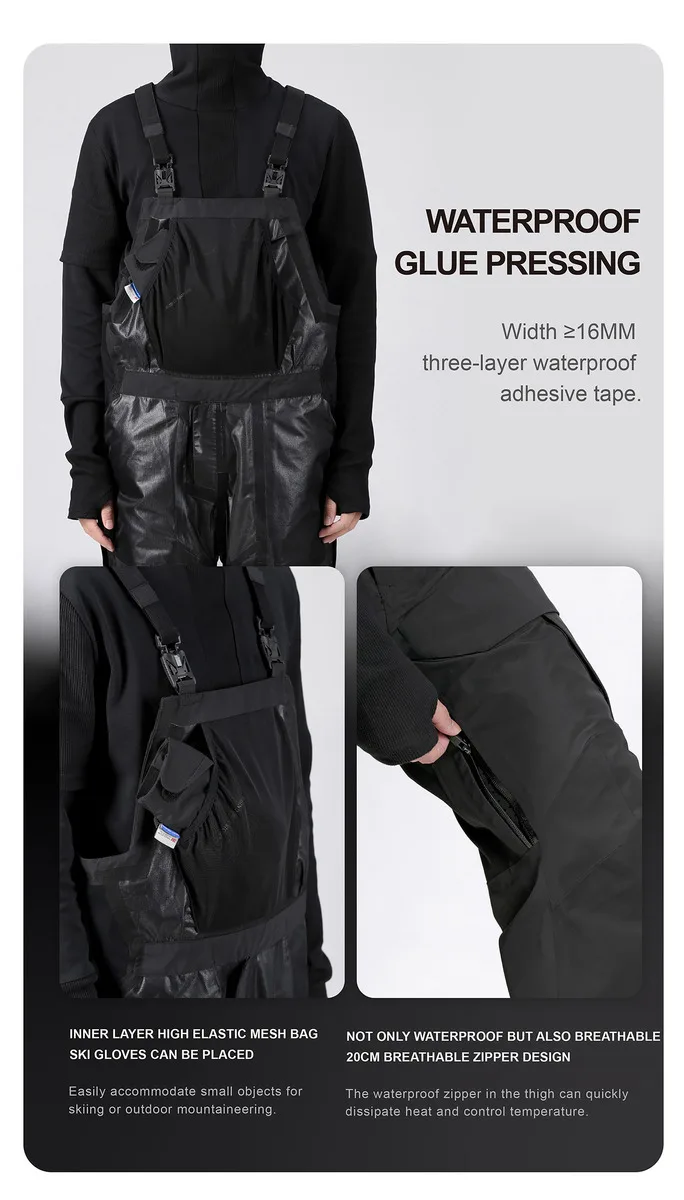 Reindee Lusion 22FW Functional outdoor waterproof ski jumpsuit 3L composite fabric fidlock buckles techwear gorpcore
