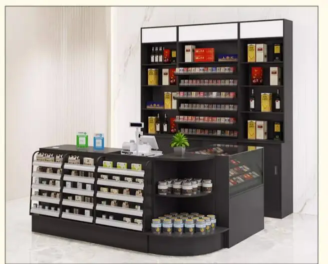 Supermarket cashier tobacco and liquor cabinet combination corner rock plate convenience store tobacco counter cabinet