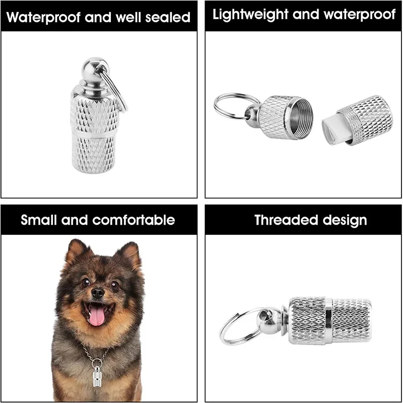 Dog Cat Storage Tube Anti Lost Address Label Pet Name Address ID Tags Mini Metal Collar Tube Necklace Pendants Pitbull Collars pet id tags,dog collar tags,pet id medal pendant,id tag holder