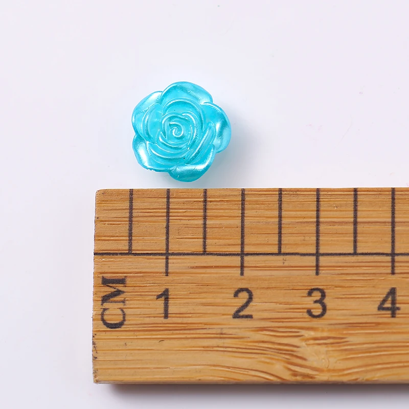 50Pcs 14mm colors ABS Rose Flower Imitation Pearls Flatback Pearls with holes sewing Resin Scrapbook Beads Decorate Crafts