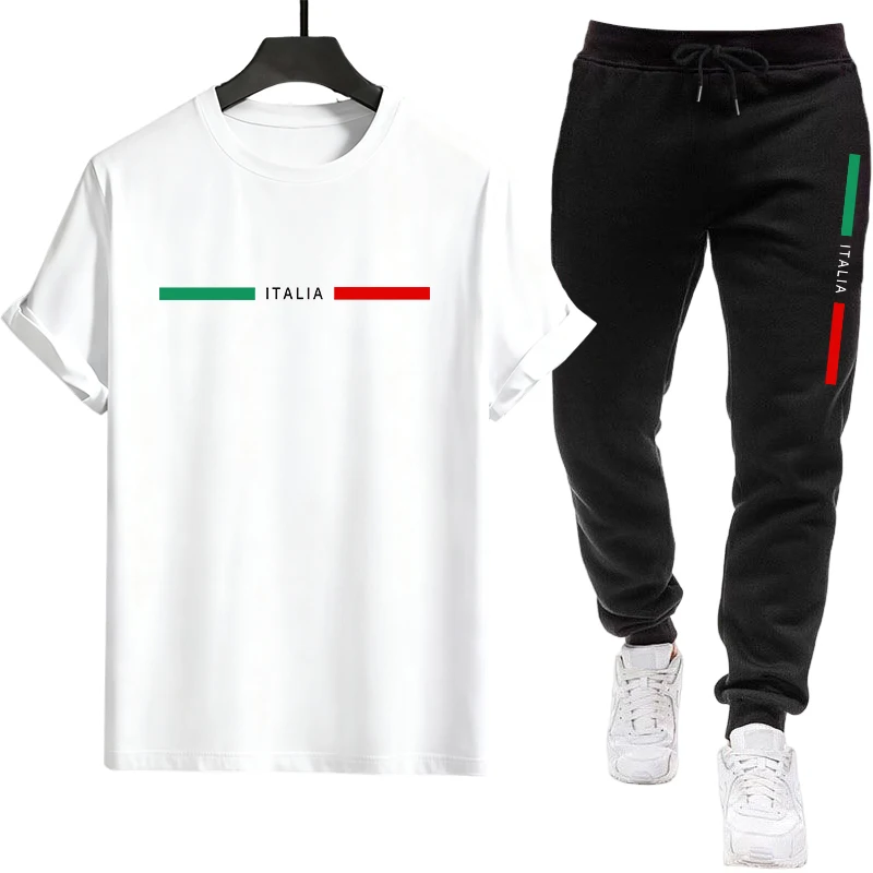 Chándal deportivo informal de calidad para correr para hombre, camiseta de manga corta versátil y pantalones deportivos de una sola pieza para verano al aire libre