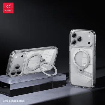 Xundd For iPhone 17 Pro Max Case For iPhone 17/17 Pro Transparent Case with 360 ° Rotating Magnetic Stand Shell Fit for MagSafe 1