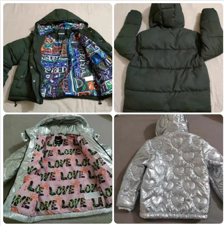 

Foreign trade Spain women's down jacket hooded winter warm short coat with fashionable inner letter printing design