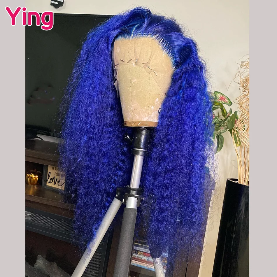 

Ying 180% 34 Inches Blue Colored Curly Wave 13x6 Lace Front Wig 13x4 Lace Front Wig PrePlucked With Baby Hair 5x5 Lace Wig Remy