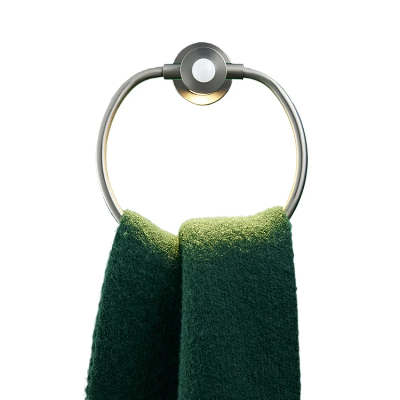 *No punching bathroom towel ring with sensor light bathroom round hanging ring (battery not included)