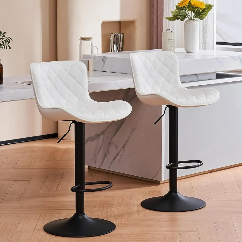 

Bar Stools Set of 2 Leather Swivel Barstools with Back Counter Height Adjustable Modern Bar Stool High Chairs