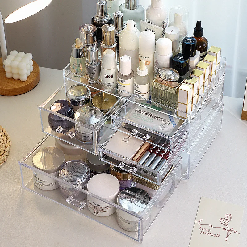 

Cosmetics Storage Box Acrylic Dresser Desktop Shelf Lipstick Skin Care Products Finishing Drawer Feeling