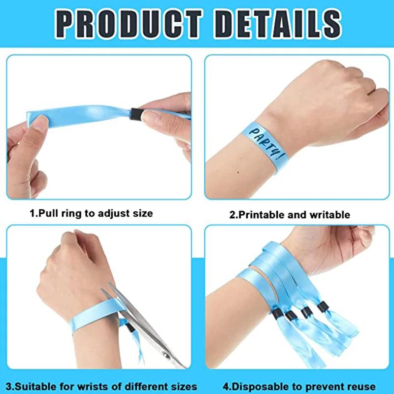 100pcs Party Paper Bracelet Synthetic Paper Plastic Wristbands Sticky  Wristband Print VIP Pattern Paper Card Party Wristbands - AliExpress