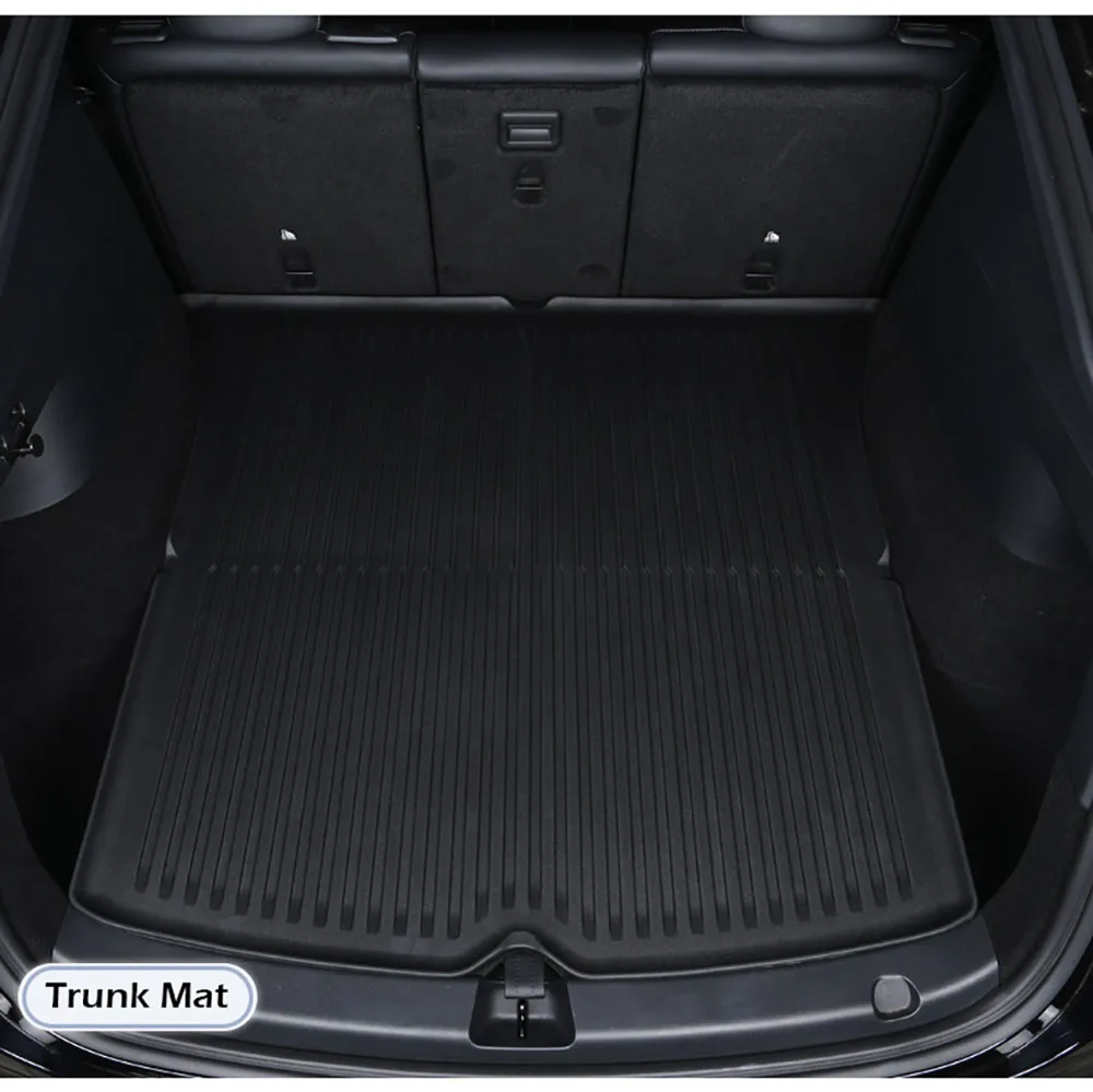 Floor Mat with Door Sill Strip For 2025 Tesla Model Y Juniper Launch All Weather TPE Trunk Cargo Liner Boot Mat Backrest Pad