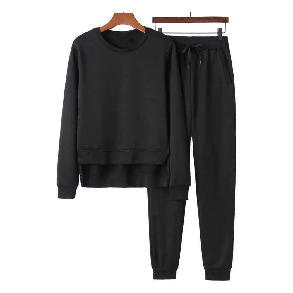 

Women Two-piece Suit Women's 2 Piece Sweatshirt Sweatpants Set with Irregular Hem Elastic Waist Drawstring Sporty for Fall