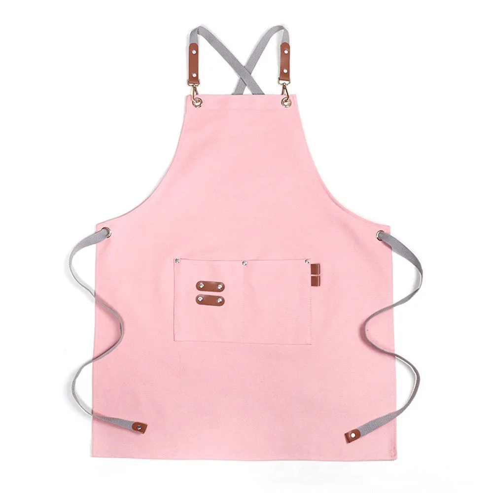 Kitchen Apron Cooking Apron Canvas Jean Fabric Apron With Pockets