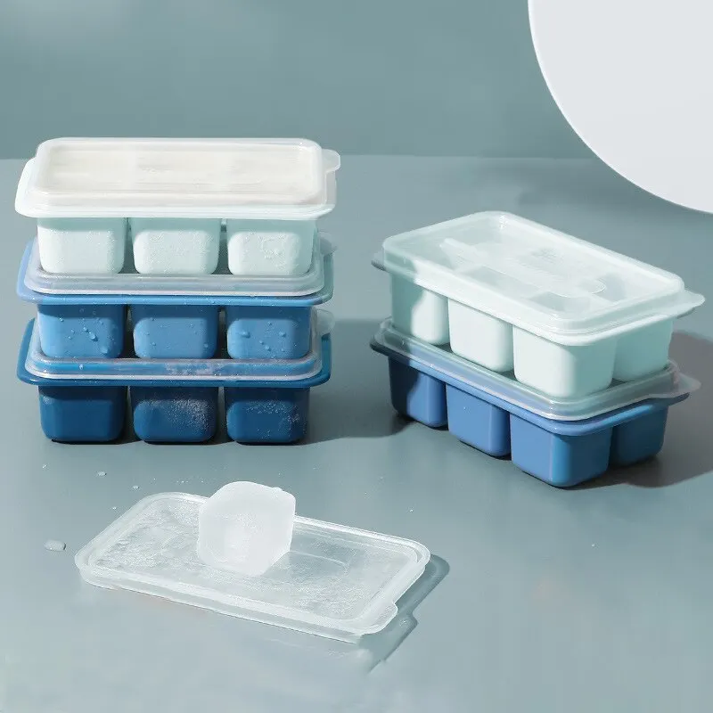 Ice Cube Ice Box Frozen Mold Refrigerator Homemade Frozen Box with Lid Silicone TikTok Hot Cube ice cube mold