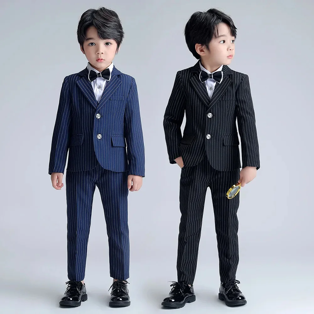 

Spring Autumn Boy Blazer Set Children Formal Dress Suit Flower Wedding Party Performance Costume Kids Coat Vest Pants