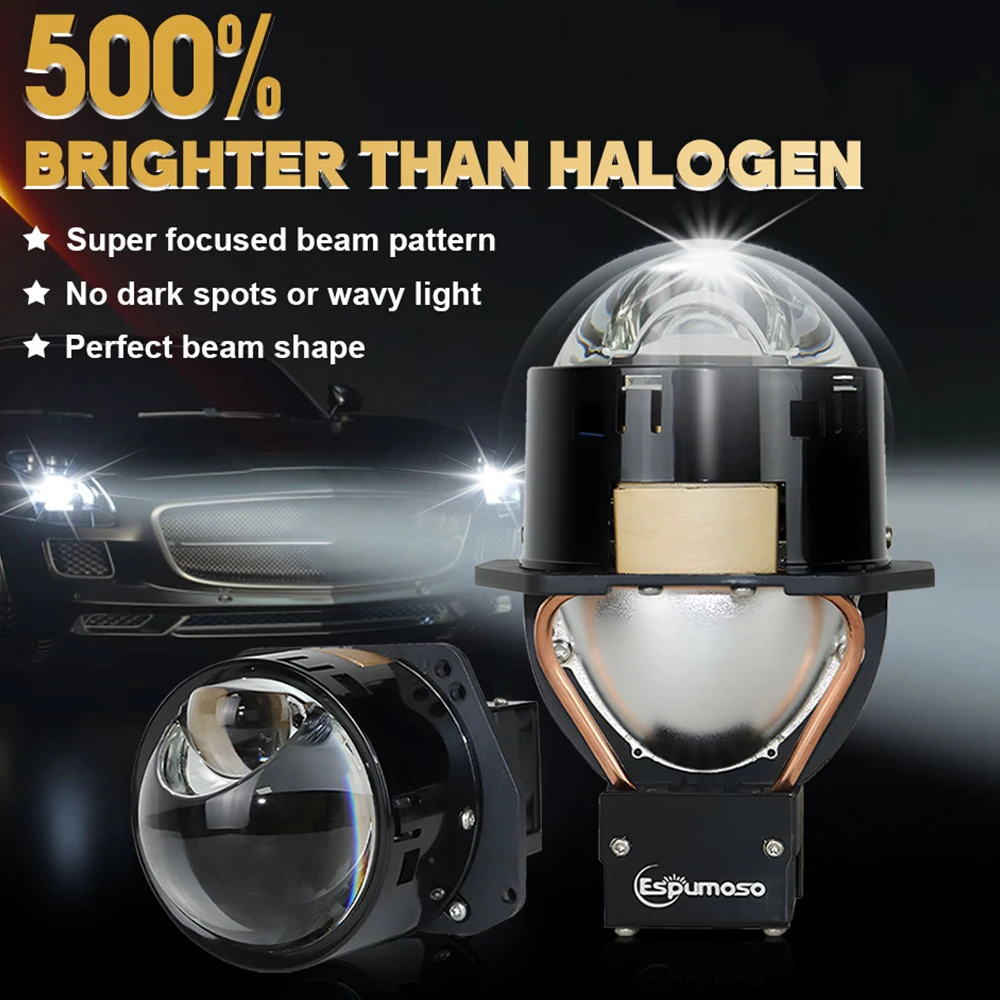 

Bi LED Projector Headlight Laser 3.0 Inch Lenses High Low Light For Car Hella 6000K Diode 60000LM Powerful LED Plug&Play Turbo