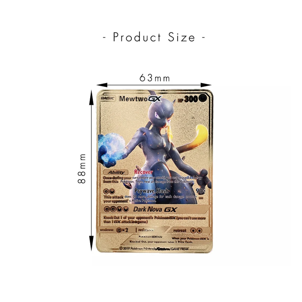 2022 Pokemon Gold Metal Card HP English Game Anime Battle Card Charizard  Pikachu Mewtwo Collection Action Figure Model Child Toy - AliExpress