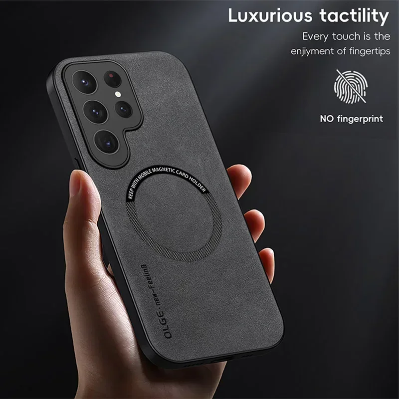 OLGE Sheepskin Vintage Magnetic Leather Phone Case with Magsafe Compatibility